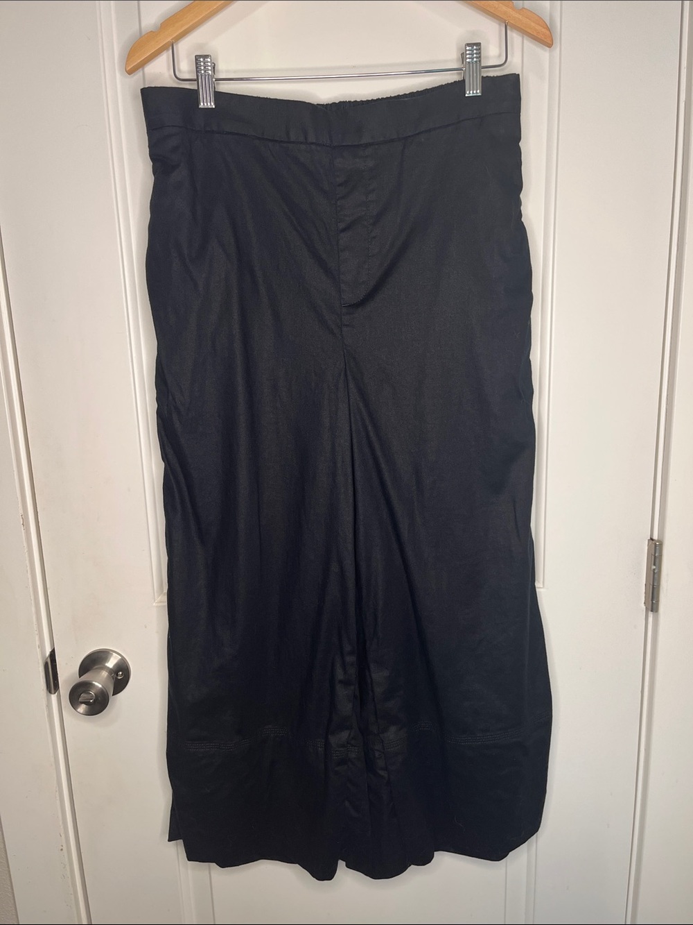 Banana Republic Black Wide-Leg Cropped Linen Pants